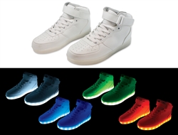 White Hi-Top LED Sneaker - Size 10