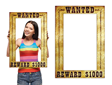 WP1333 - Wanted Photo Booth Prop Frame