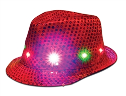 S46054 - LED Red Sequin Fedora