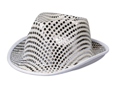 S9494 - Silver Sequin Fedora Hat