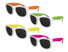 S53022 - Classic Style Sunglasses - White With Neon Arms Assorted