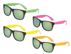 S53035 - Neon Classic Sunglasses With Mirrored Lenses