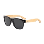 S53152 - Black Frame Bamboo Arm Sunglasses