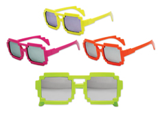 S70299 - Neon Pixel Mirrored Lens Glasses