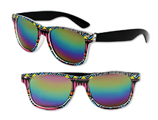 S70766 - Tribal Print Sunglasses With Mirrored Lenses
