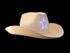 S8405 - White LED Cowboy Hat Flashing Star