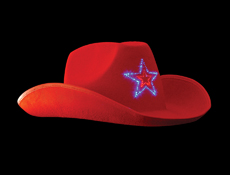 S8406 - Flashing Red LED Cowboy Hat