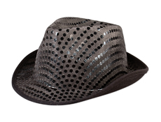 S9495 - Black Sequin Fedora Hat