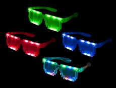 WP1403 - Light Up Pixel Glasses - Asst