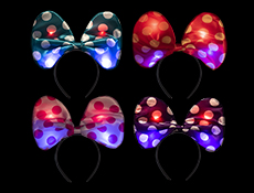 WP1476 - 10" Light-Up Polka Dot Headband assorted